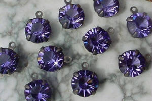 6mm Vintage Swarovski Crystal Alexandrite In Oxidized Brass Setting