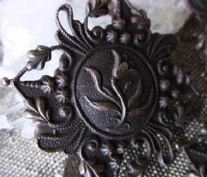 Old Brass 1940s Lily Connector Die Struck Oxidized Patina